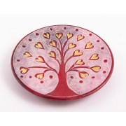 Räucherstäbchenhalter - Lebensbaum Herzchen - rot - rund - 7,5cm
