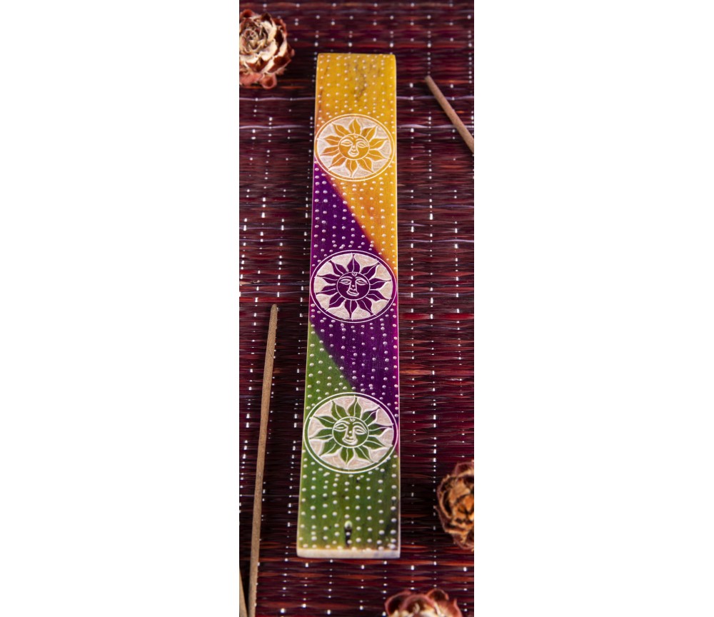 Räucherstäbchenhalter - Happy Sun - bunter Speckstein  25,5x4cm