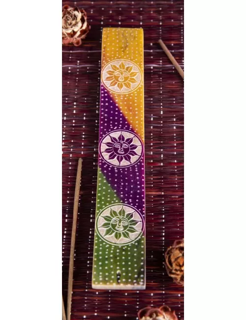 Räucherstäbchenhalter - Happy Sun - bunter Speckstein 25,5x4cm