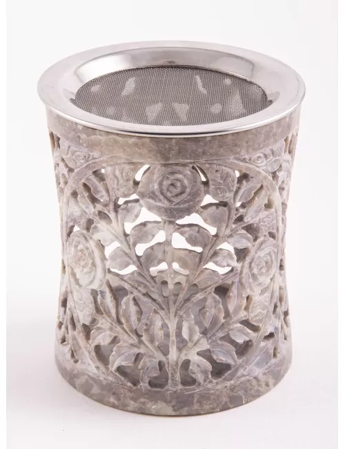 Räuchergefäß - Tripuri - mit Sieb - für Teelichter- Speckstein- 10x 8,5cm