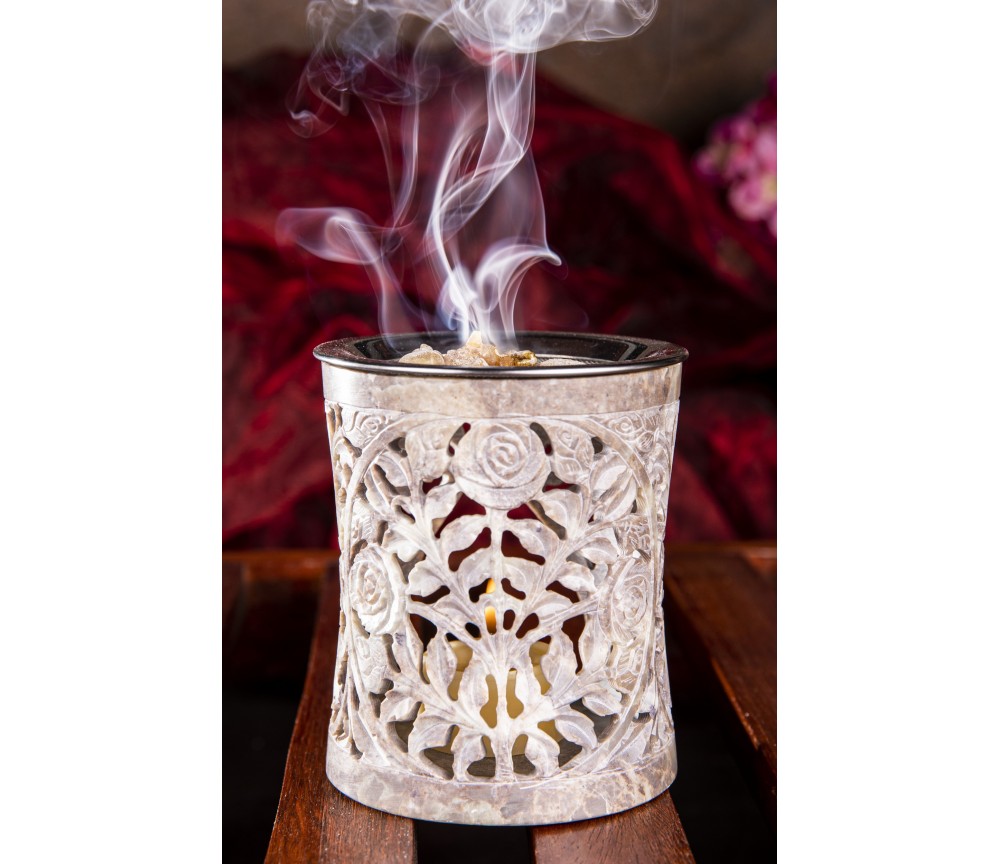 Räuchergefäß - Tripuri - mit Sieb - für Teelichter- Speckstein- 10x 8,5cm