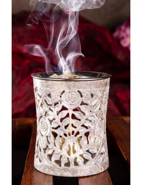 Räuchergefäß - Tripuri - mit Sieb - für Teelichter- Speckstein- 10x 8,5cm