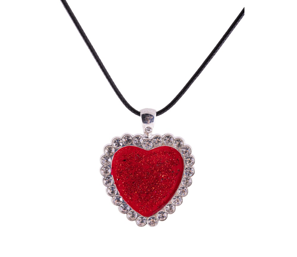 Kette mit Anhänger - Herzkraft mit gewachster Baumwollkette 50cm