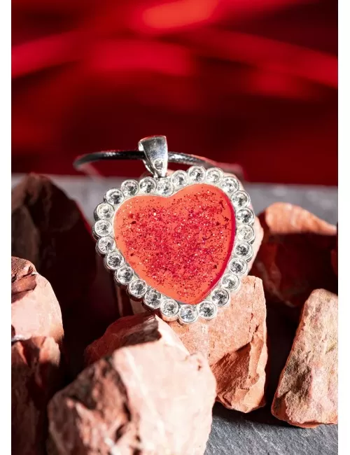 Kette mit Anhänger - Herzkraft mit gewachster Baumwollkette 50cm