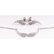 Schmuck Set - Schutzengelflügel-Kette 50cm, Anhänger & Ohrstecker