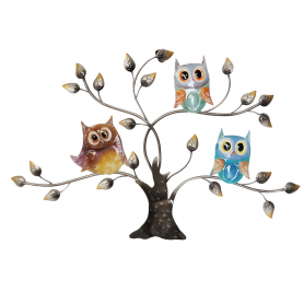 CIM - Wanddeko Metall OWL TREE - 67 x 44 cm