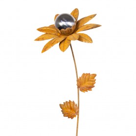 CIM - Gartenstecker - Edelrost - Blume MIRROR Narzisse S - 18 x 18,5 x 91cm - Stahlblechkugel poliert