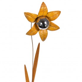 CIM - Gartenstecker - Edelrost - Blume MIRROR Lilie L - 31 x 95 cm - Stahlblechkugel poliert