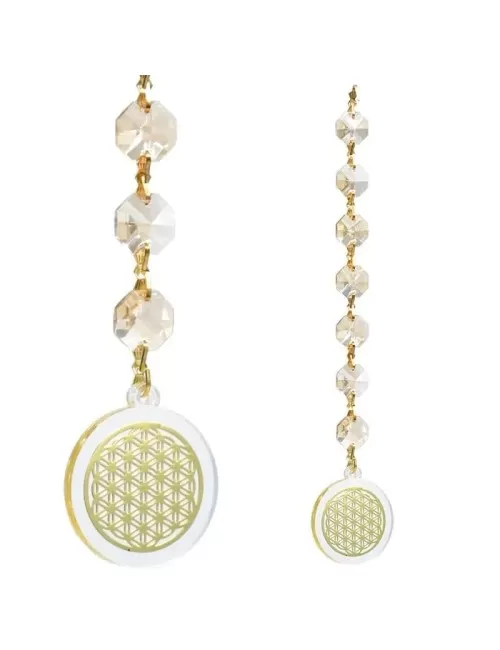 Hängende Dekoration - Fengshui - Fensterdekoration - Kristall - Blume des Lebens - Champagner