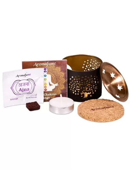 Teelichthalter - Aromafume - Exotic Incense Weihrauch Set - Diffusor / Ständer - Dekor: Baum des Lebens