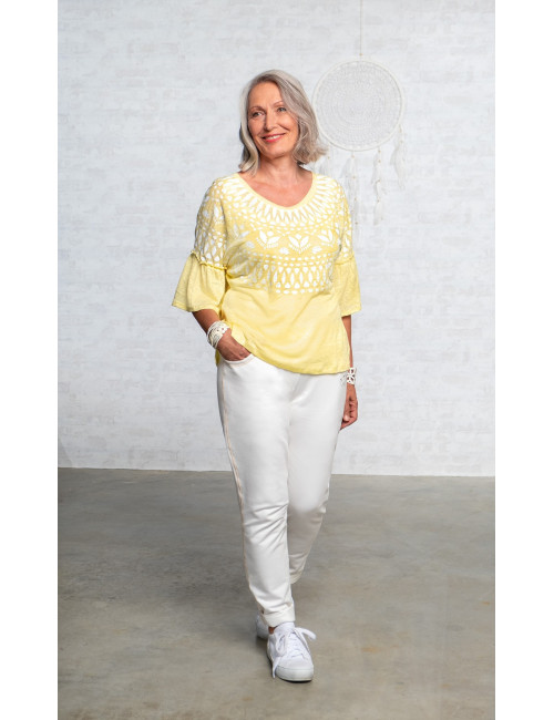 Spirit of OM - Leinen-Shirt Happy Sun - lemongelb