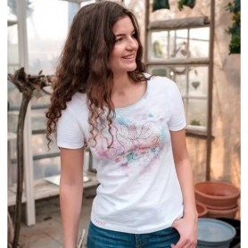 Spirit of OM - Shirt Lotus Aquarell - weiß/bunt