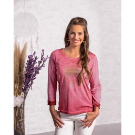 The Spirit of OM - Shirt - Peaceful Lotus mit Spitze - pink-orchidee