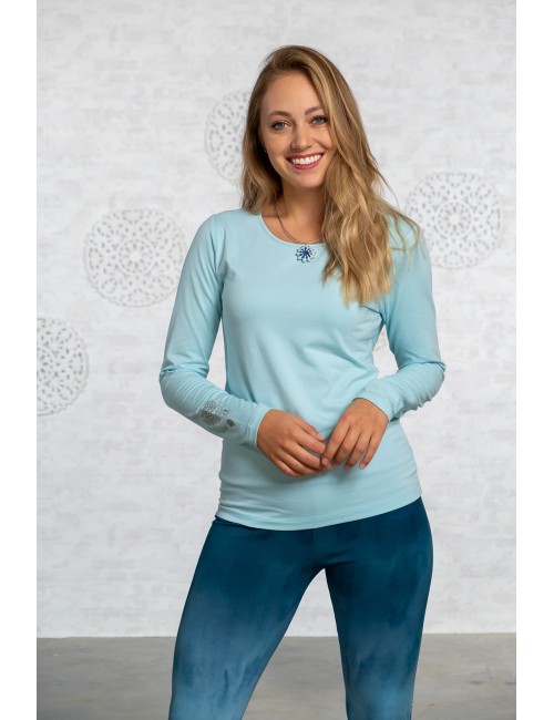 Spirit of OM - Langarm-Shirt Bambus - blue-breeze