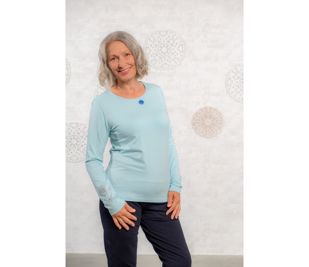 Spirit of OM - Langarm-Shirt Bambus - blue-breeze