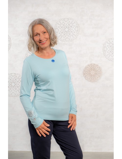 Spirit of OM - Langarm-Shirt Bambus - blue-breeze