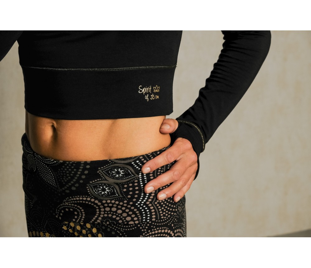 Spirit of OM - Longsleeve Crop Shirt - schwarz