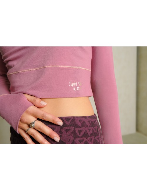 Spirit of OM - Longsleeve Crop Shirt Bambus - amethyst