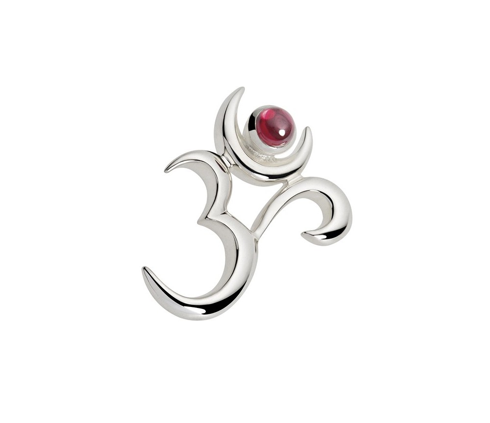 Spirit of OM - Silberschmuck OM mit Granat (ohne Kette)
