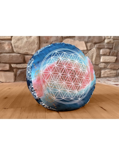 Spirit of OM - Meditationskissen rund - indigo/peach
