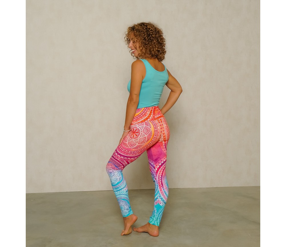 Spirit of OM - Yoga Leggings Indian Spirit - pink-mango-blue
