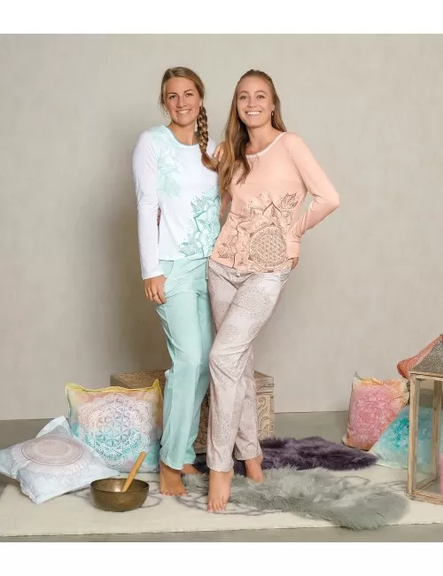 Spirit of OM - Pyjama-Longsleeve Shirt - weiß/mint