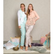 Spirit of OM - Pyjama-Longsleeve Shirt - weiß/mint