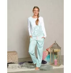 Spirit of OM - Pyjama-Longsleeve Shirt - weiß/mint