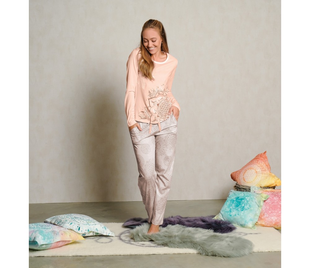 Spirit of OM - Pyjama-Longsleeve Shirt - apricot/sahara