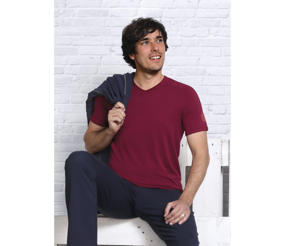 Spirit of OM - T-Shirt Bambus - bordeaux