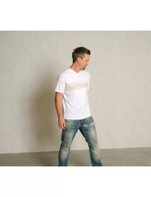 Spirit of OM - T-Shirt men Planet protect - weiß/sand