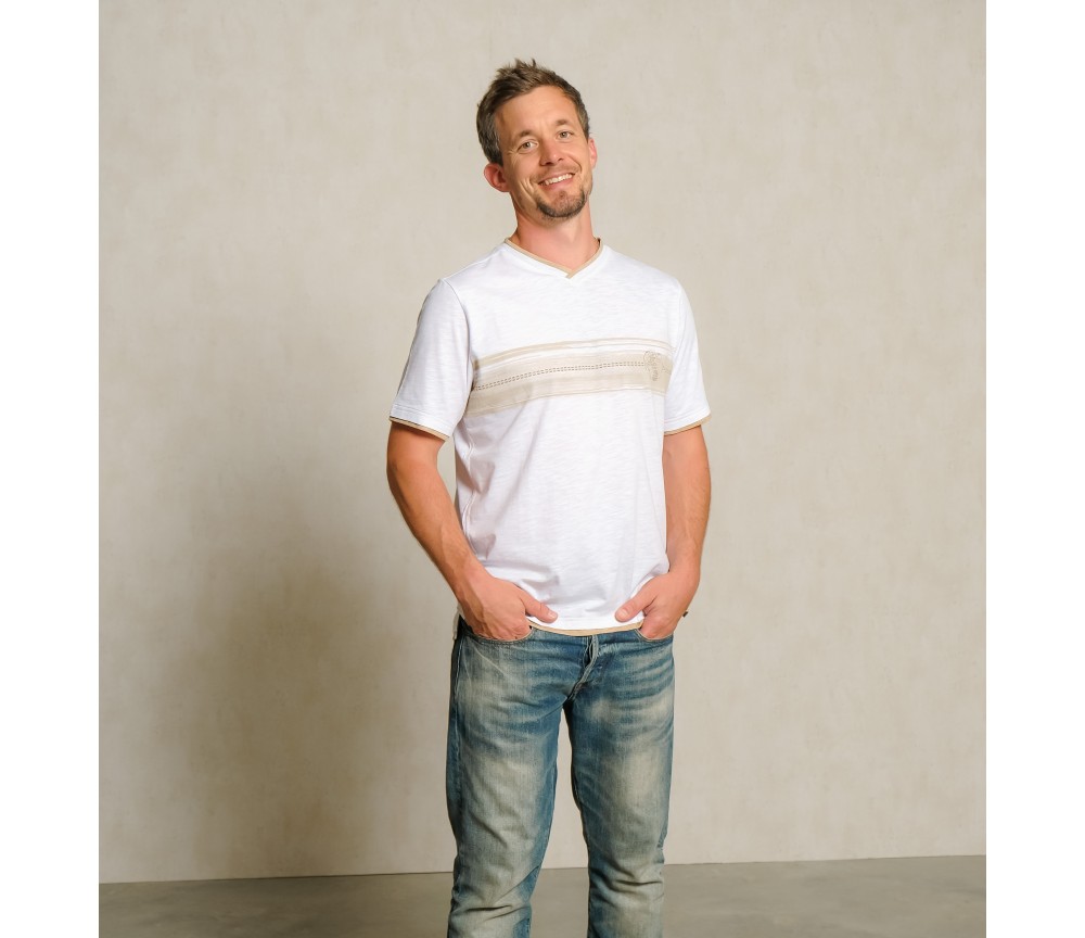 Spirit of OM - T-Shirt men Planet protect - weiß/sand