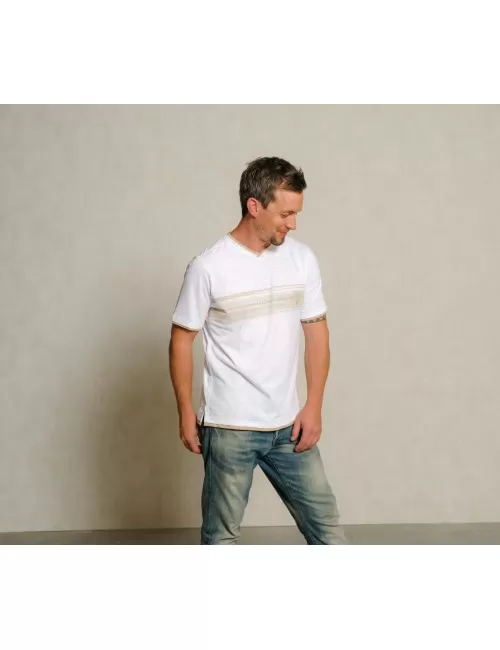 Spirit of OM - T-Shirt men Planet protect - weiß/sand