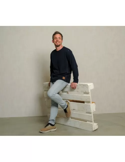 Spirit of OM - Herrenpulli Waffelstrick - dunkelblau