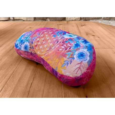 The Spirit of OM - Halbmondkissen - Rosenquarz/Amethyst (40x10cm - BxH) - pink/bunt