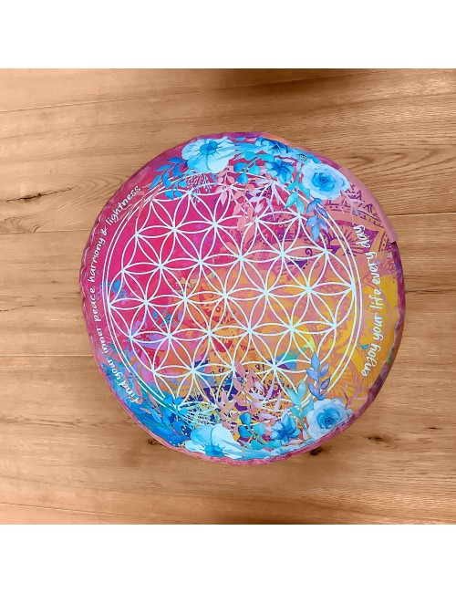 Spirit of OM - Meditationskissen rund - pink/bunt