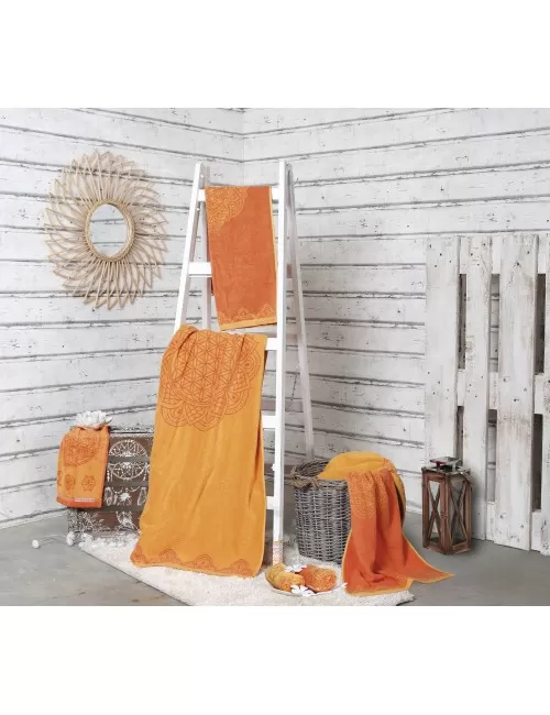 Spirit of OM - Frotteetücher Happy Flower of Life - sonnengruß/koralle