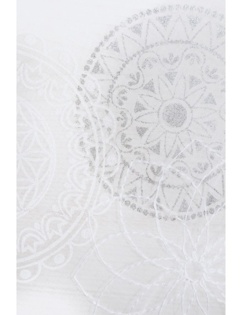 Spirit of OM - Gardine Rami - weiß bestickt & silber/weiß bedruckt