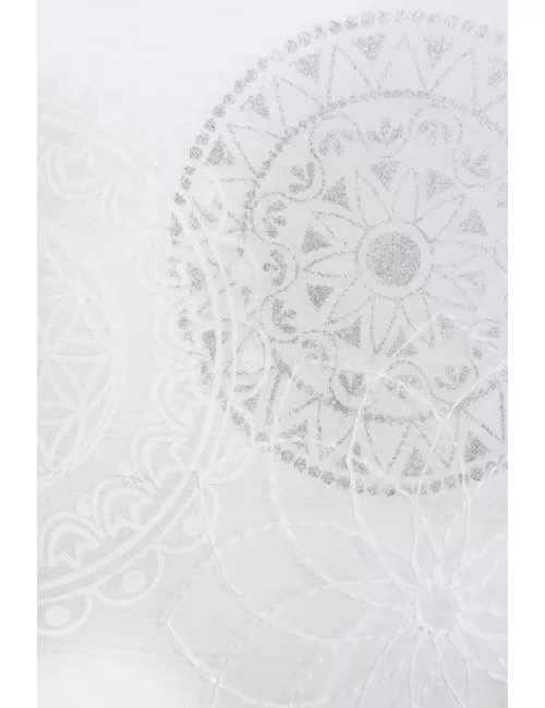 Spirit of OM - Gardine Rami - weiß bestickt & silber/weiß bedruckt