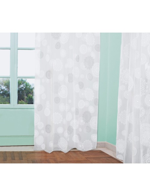 Spirit of OM - Gardine Rami - weiß bestickt & silber/weiß bedruckt