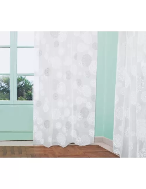 Spirit of OM - Gardine Rami - weiß bestickt & silber/weiß bedruckt