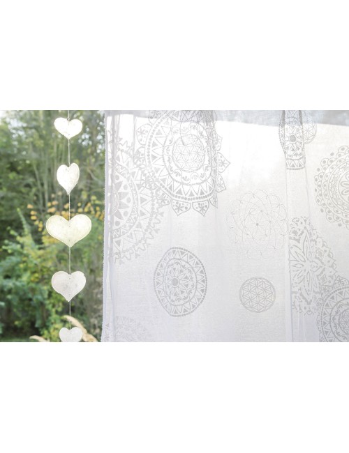 Spirit of OM - Gardine Rami - weiß bestickt & silber/weiß bedruckt