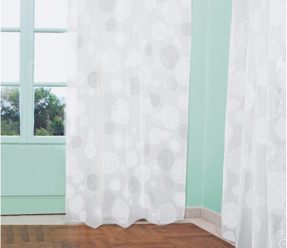 Spirit of OM - Gardine Mira Druck - weiß