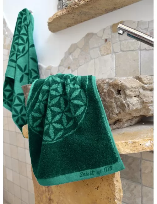 Spirit of OM - Frotteetücher Blume des Lebens - smaragd/grün