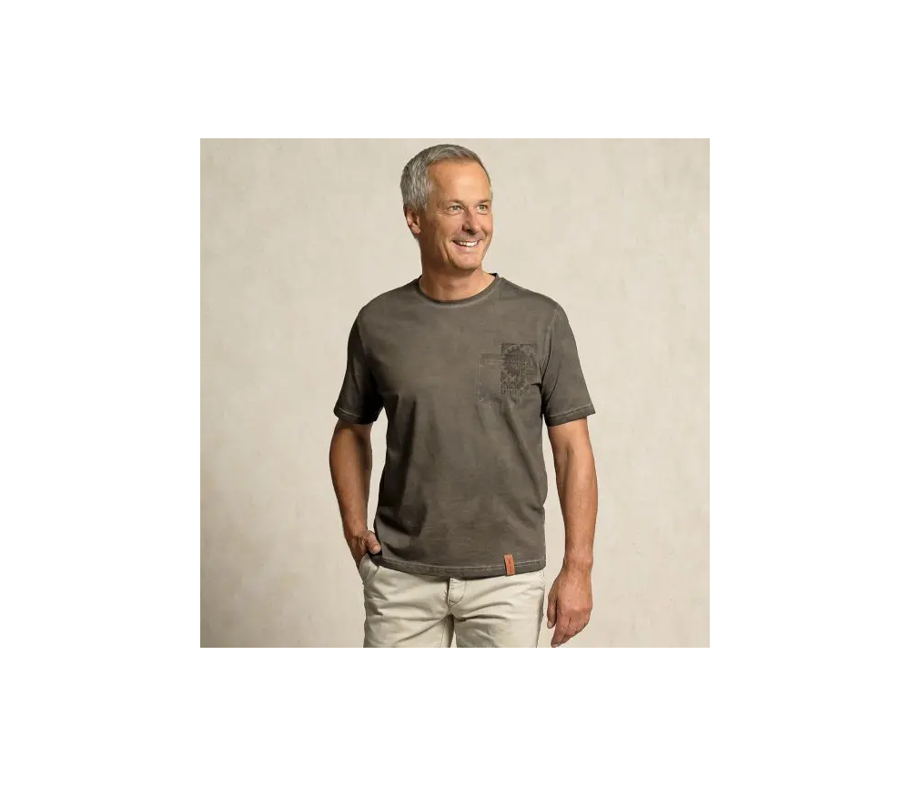 Spirit of OM - T-Shirt men - mit Tasche Ethno - dunkelgrau