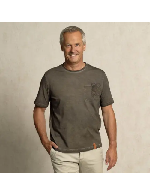 Spirit of OM - T-Shirt men - mit Tasche Ethno - dunkelgrau