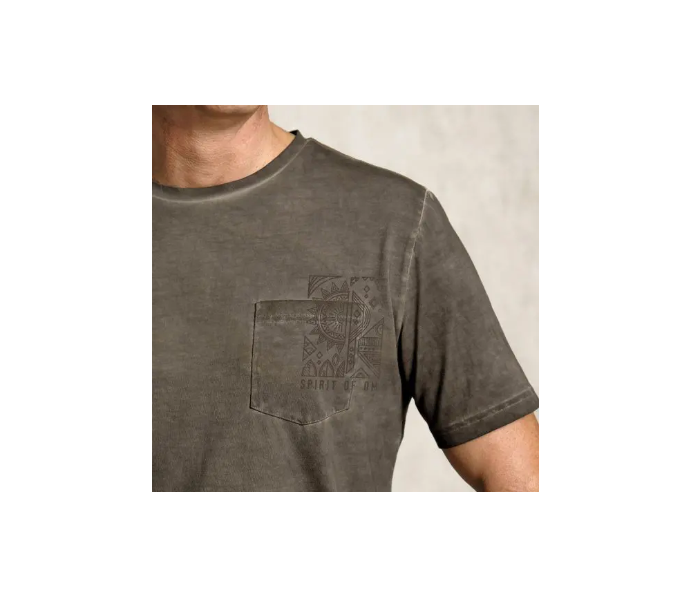 Spirit of OM - T-Shirt men - mit Tasche Ethno - dunkelgrau