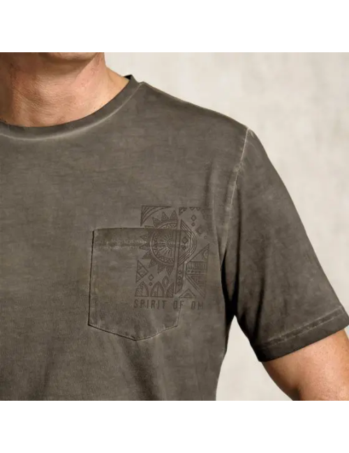 Spirit of OM - T-Shirt men - mit Tasche Ethno - dunkelgrau