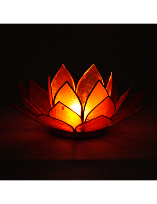 Teelichthalter - Lotus Capiz Muschel Licht -  orange / gelber Farbverlauf