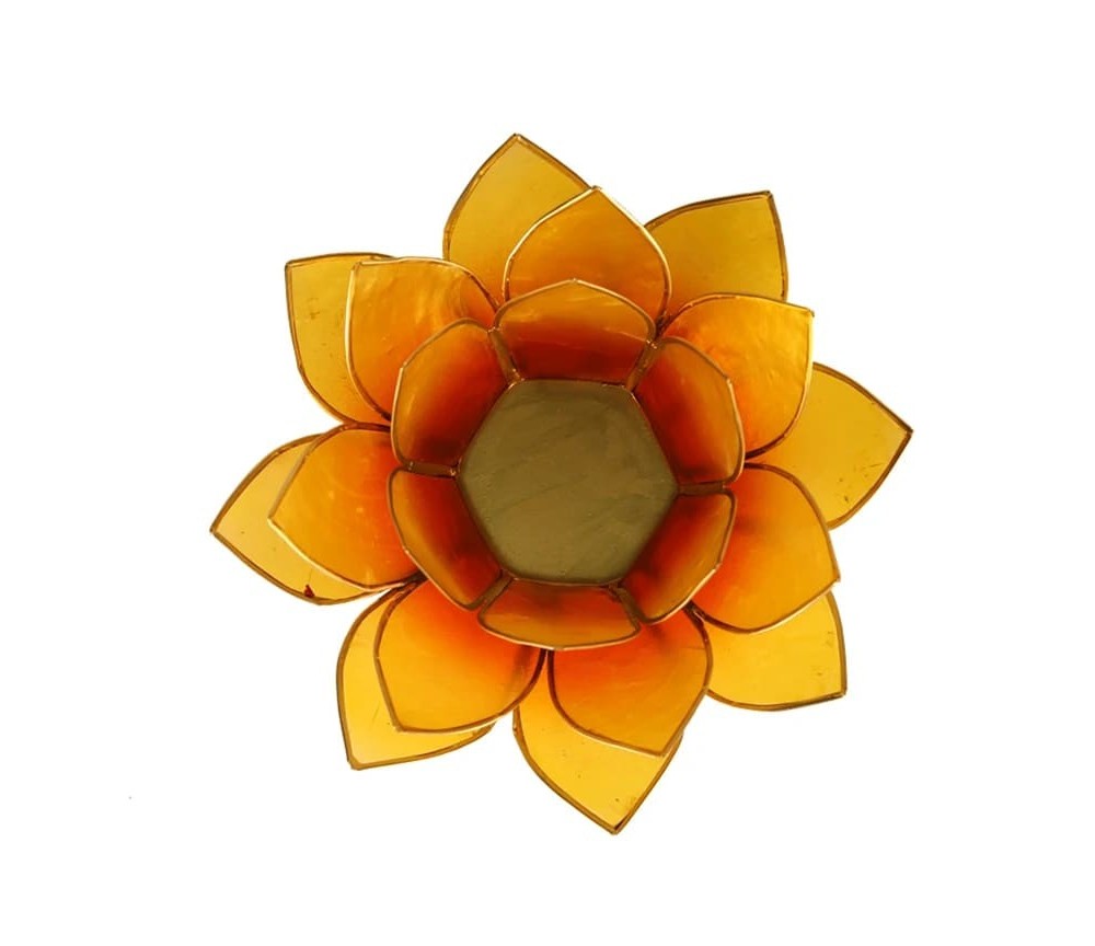 Teelichthalter - Lotus Capiz Muschel Licht -  orange / gelber Farbverlauf